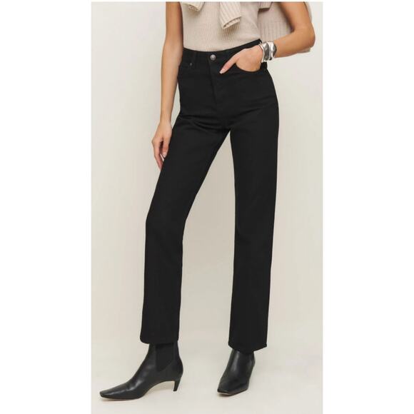 Reformation Cynthia Hight Rise Straight Long Jean Black Denim Women 27 Long 2018 - Picture 1 of 12